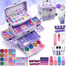 Makeup child toy girls - girls makeup set washable suitcase maq...