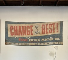 1950's Vintage Esso Oil Dealer Banner 80 X 33