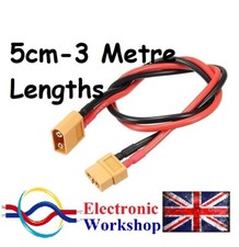 XT60 Extension Lead Wire Cable XT60 to XT60 Male-Female 10cm-3m 14AWG UK SELLER