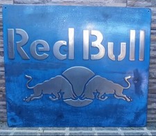 Red Bull Vintage Style Cast Metal Sign – Handmade Garage Wall Art Plaque