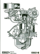 Antique Press Photo Renault 6 Billancourt Motor Car Engine Diagram