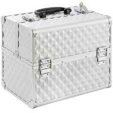 AREBOS Valise de Maquillage 15L 5 Compartiments Aluminium 2 étagères Pliantes