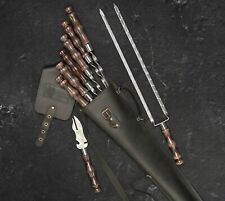 9Pcs Stainless Steel Skewers BBQ Set Shashlik Kebab for Mangal "HUNTING QUIVER"