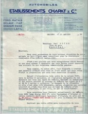 BEZIERS - LETTER CHAPAT & CIE, AUTOMOBILES FORD MATHIS DELAGE FIAT LATIL 1936