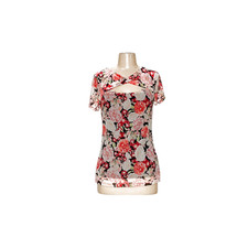 INC Floral Blouse - Women's M, Orange Nylon