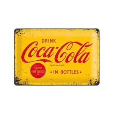 plaque métal publicitaire 20x30cm bombée en relief : Drink Coca-Cola in bottle