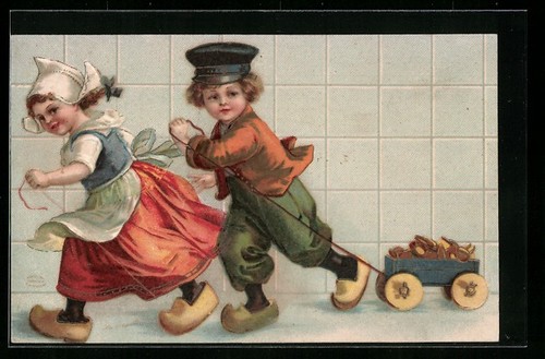 Carte postale gaufrée enfants