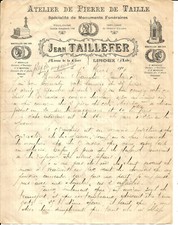 Limoux (11) Letter of March 1, 1914. Taillefer jeans, stone size.
