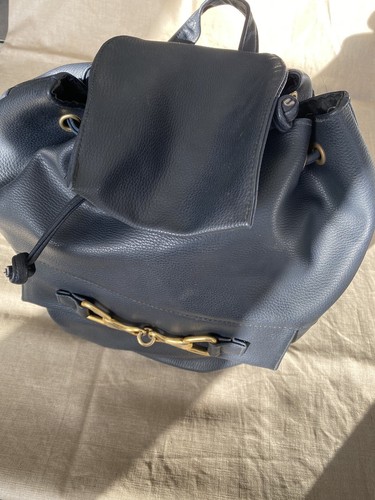 Sac cuir bleu marine - cuir,