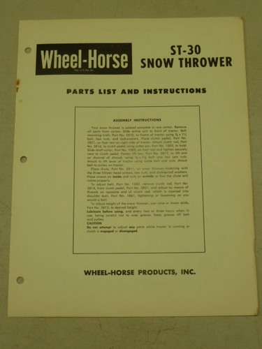 Wheel horse tractor snow - tractor, st-30
