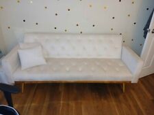 TUFFED VELVET WHITE COUCH FUTON