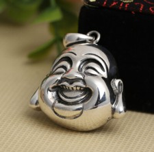 I07 Pendant Laughing Buddha Sterling Silver 925
