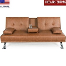 Convertible Faux Leather Futon