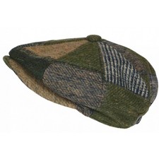 Casquette Gavroche Verte Patchwork en Laine Style Anglais Vintage Surwal-Taille