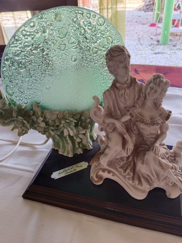 Lampe table verre vert - en,