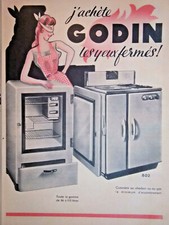1953 GODIN COAL OR GAS STOVE PRESS AD - R.RABAUX & GUISE