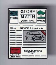 RARE PINS PIN'S .. AUTO CAR GARAGE CONCESSION OPEL ACG GLOBE MATIN PRESSE BIG~FE