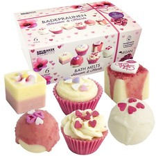 Boules de Bain 'Blossom & Hearts' 6 Pcs Coffret Cadeau Femmes Vegan Amour Cœurs
