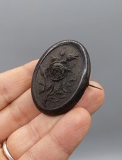 Ancienne Broche Napoléon III Bois Noirci Ebonite - Old Brooch XIXème