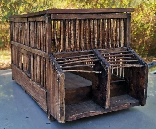 Ancienne cage grives bois - à, grives.