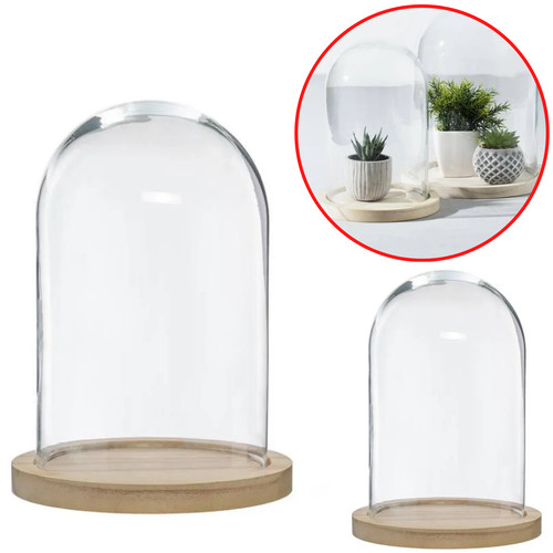 Atmosphera cloche verre bois - cloche,
