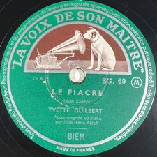 Yvette Guilbert : Le fiacre / Madame Arthur RARE DISQUE 78 TOURS RPM VSM SG. 69