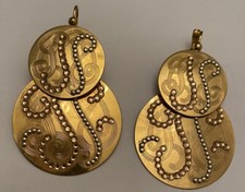 GORGEOUS RAREST VINTAGE GAS BIJOUX 24K YELLOW GOLD PLATED EARRINGS