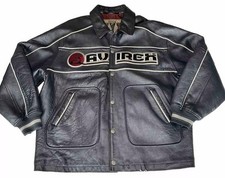 Avirex Varsity Leather Jacket Black XXL AMP Silver Skaters Hockey Defensemen 90s