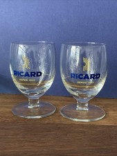 2 French Ricard Pastis Glasses 10cm Tall (3 Pairs Available)