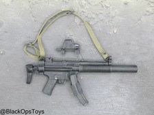 1/6 Scale Toy MP5 Submachine Gun w/Integrated Suppressor & Red Dot Sight