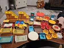 Vintage Lot Of Fisher Price Furniture Car Tables Chairs Little People  (Top)