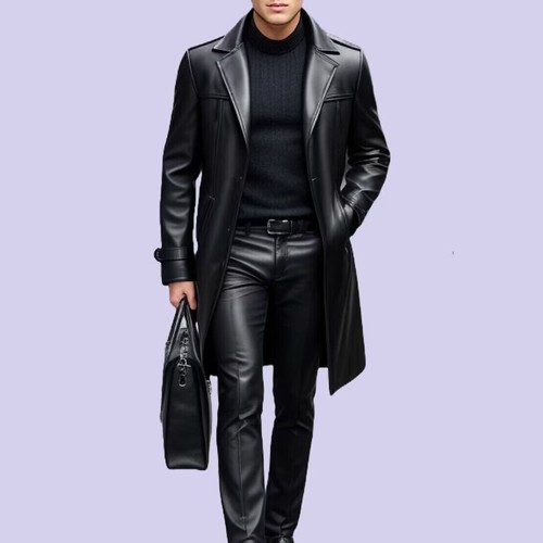 Manteau cuir pour hommes - cuir,