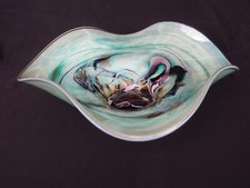 Michele LUZORO Biot / large blown glass cup / model "Kiwi ruffle"