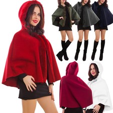 Poncho Femme à Capuche Fourrure Grande Cape Veste Manteau Neuf AS-2233