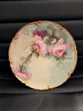 Haviland Limoges  Antique Hand Painted Floral Roses Decorative Plate 7.5 Inch