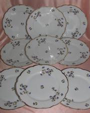 9 porcelain dessert plates Soulié Bordeaux decor Barbeaux net gold 19th century