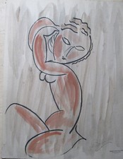 Pastel sur feutrine signé Jeanne Modigliani 