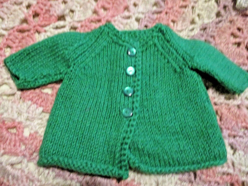 Manteau laine verte poupée - laine,