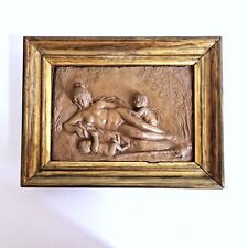 Very old terracotta sculpture, bas relief signed Clodion in gold frame