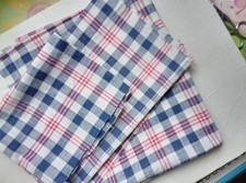 3 PETITS COUPONS TISSU VINTAGE Carreaux bleu /rouge  PATCHWORK.