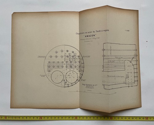 Classic yacht blueprint plate - blueprint,