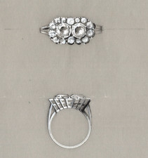 Gouaché Joaillerie 1930 Boucheron Projet Bague Diamants Art Déco Jewelry sketch
