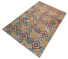 Tapis Designer Orange Beige Rouge Gris 100% Laine Fait Main 150X240 CM MH925