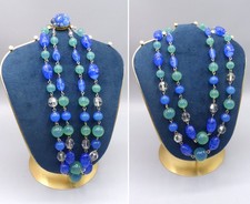 Ancien Collier Perles en Pâte de Verre - Bijou de Créateur - Necklace 1950's