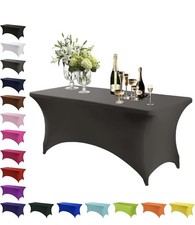 Nappes grises en spandex, housse de table rectangulaire extensible de 6...