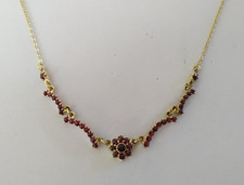 ANTIQUE BOHEMIAN GARNET VERMILION SOLID SILVER NECKLACE Bohemian Drapery Necklace