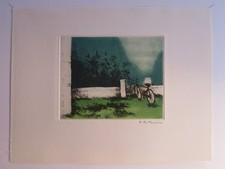 Annapia ANTONINI (born 1942) ORIGINAL STRONG WATER SIGNED LANDSCAPE SWISS BICYCLE WOMAN