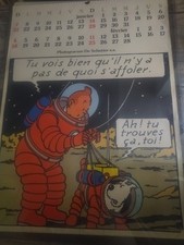 Calendrier Tintin. Janvier . Sur la Lune . Photogravure De Schutter . 1979