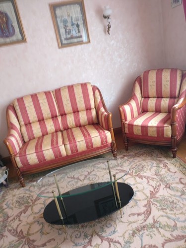 Salon tissu bois - canapé, 2