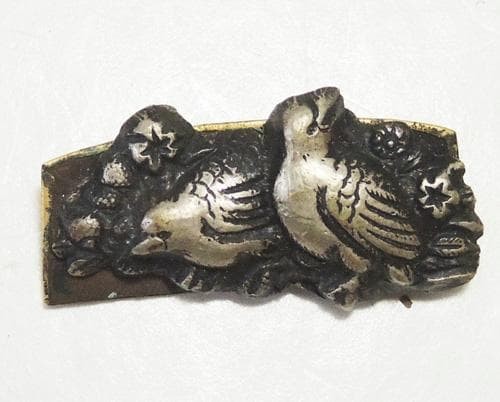 Netsuke deux oiseaux argenté - deux,